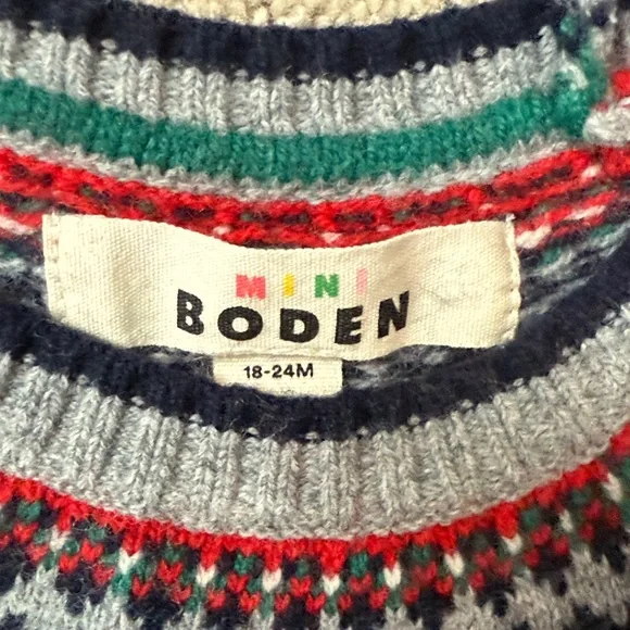 Mini Boden Red and Navy Festive Sweater - Picture 2 of 3